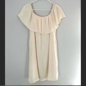 Cream off the shoulder relaxed fit dress